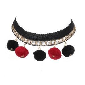 POM POM Necklace Women Choker Handmade Tassel Bohemian Necklaces Short Leather Rope Jewelry