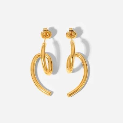 Manufacturer Customized Wholesale Fashion High-Quality Female Jewelry 18K Gold-Plated Stainless Steel Torsion Earrings