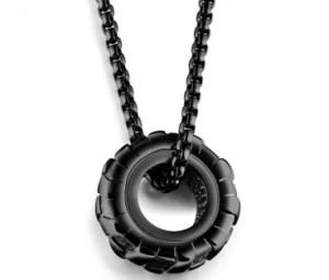 Tire Necklaces&Pendants for Men Titanium Steel Chain Personality Fashion Car Wheel Long Necklace Gold Black Silver Color