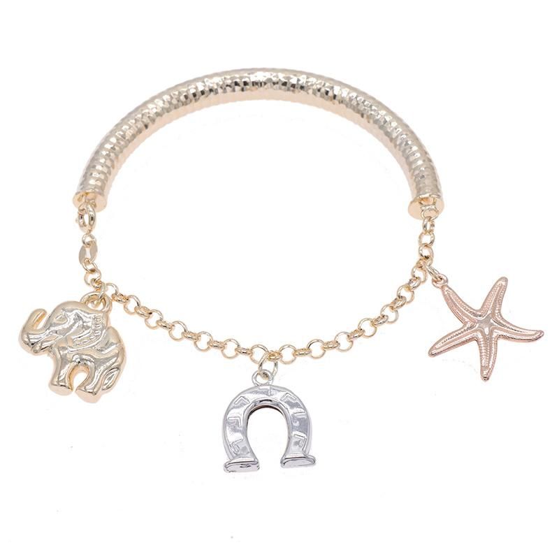 Tri-Color Pendant Gold Plated Fashion Bracelet