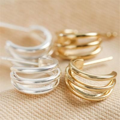 Triple Illusion Hoops Ear Cuff in 18K Gold Plated for Women Jewelry