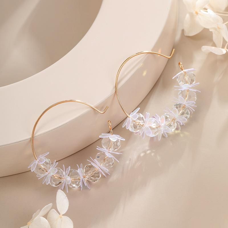 Cross-Border European and American Simple Geometric Metal Earrings with High Sense of Korean Temperament Zircon Earrings