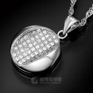 Fashion Round 1mm White CZ Silver Pendant Charm