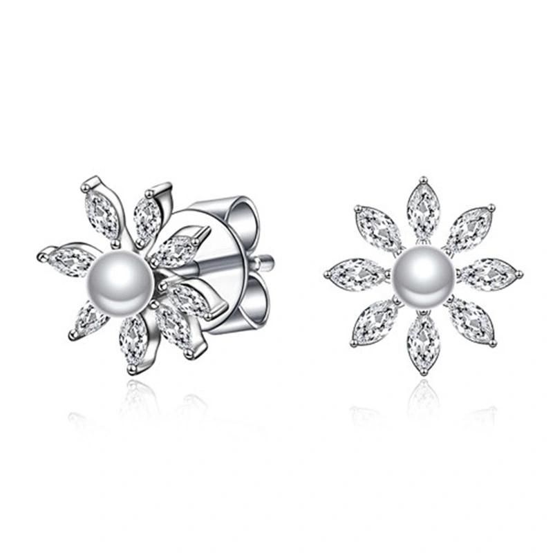 925 Silver Sun Shape Pearl Earring for Girls