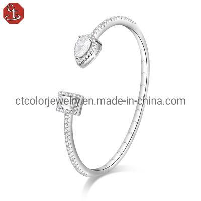 Hot Sale 925 Sterling Silver Bracelet Cubic Zircon Bangle Wholesale Fashion Jewelry for women