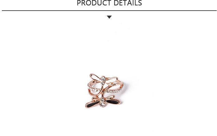 Reasonable Fashion Jewelry Dragonfly Glod Ring with Rhinestone