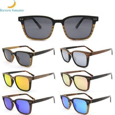 High Quality Classic Retro Rectangle Two Layers Wooden Sunglasses for Men