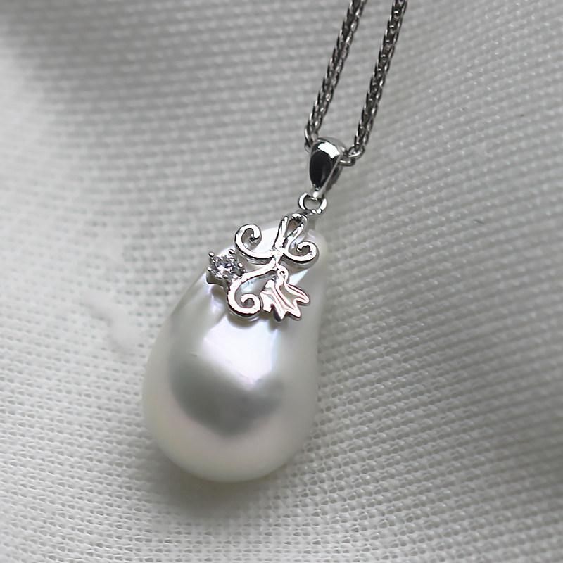 Large Baroque Genuine Natural Cultured Freshwater Pearl Pendant with Chain (XL120014)