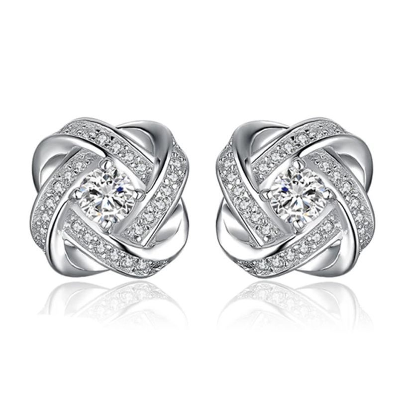 Cubic Zirconia Stud Earrings 925 Sterling Silver as Gifts for Your Lover