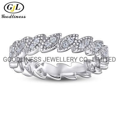 925 Sterling Silver Women Wedding Jewelry Leaves CZ Rings