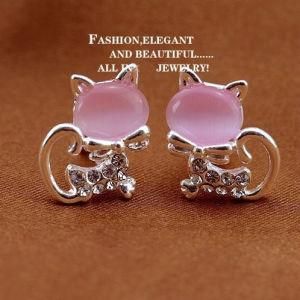 2014 Very Hot Selling Cat&prime;s Eye Cat Design Jewelry Stud Earring (E11)