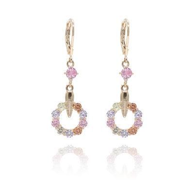Korea CZ Zircon Earrings Fashion Ladies Gold-Plated Pendant Earrings