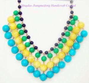 Candy Color Lots Layered Gem Beads Bib Choker Vintage Gold Jewelry Necklace