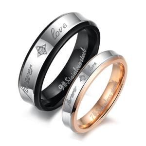 Gold and Black Plating 316L Stainless Steel Wedding Ring Jewelry
