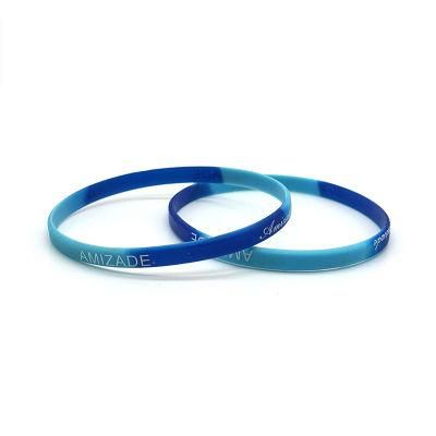 Promotional Slim Rubber Bracelet Embossed Highly Personalized Silicon Wristband Custom Print Logo Silicone Bracelet
