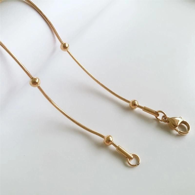 Factory Supplier Gold Plated Bracelet Stainless Steel Round Snake Jewelry Chain Necklace Bracelet with Beads Jewelry Making Chain