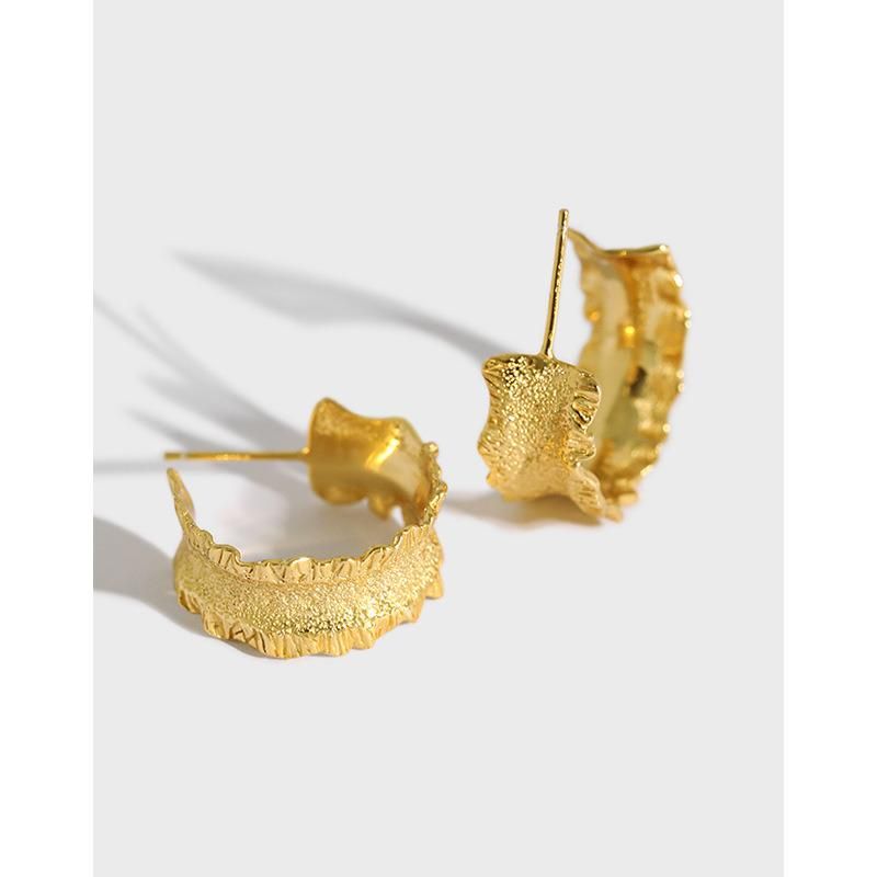 Fashion Simple Wave Sand Surface Wide Face Earrings Jewelry