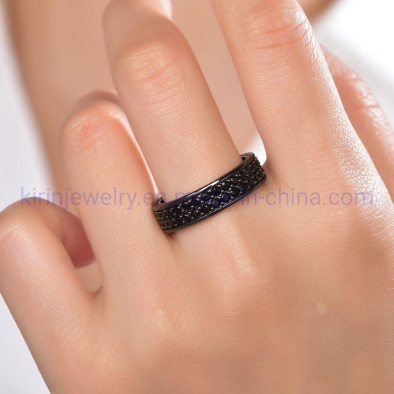 Black and Gold Ring Womens Black Gold Wedding Ring Black Tungsten Spinel 14K 18K Gold Womens Wedding Rings