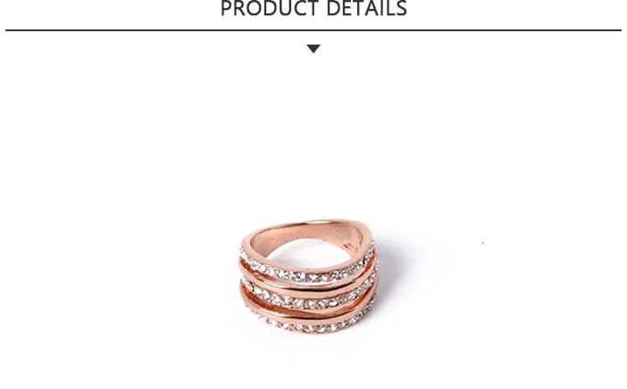 Sample Available Fashion Jewelry Rose Gold Ring with Rhinestone