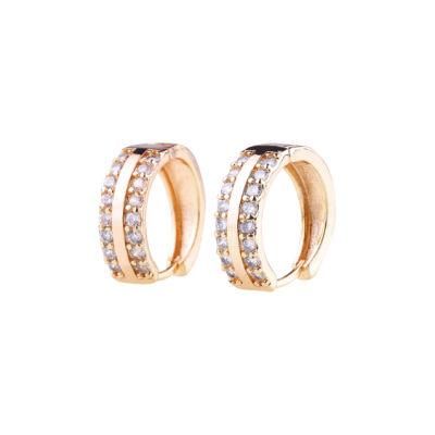 Fashion 18K Gold Jewellry Brass Simple Style Hoop Stud Drop CZ Huggie Earrings