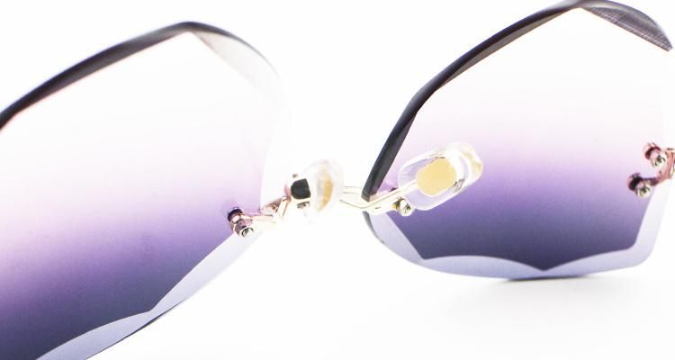 Cat Ear Trimmed Wholesale Frameless Women Sunglasses