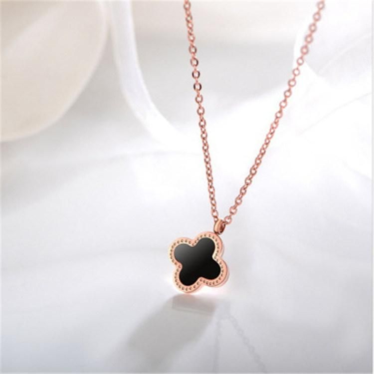 Fashion Ins Four Leaf Clover Titanium Steel Choker Necklace