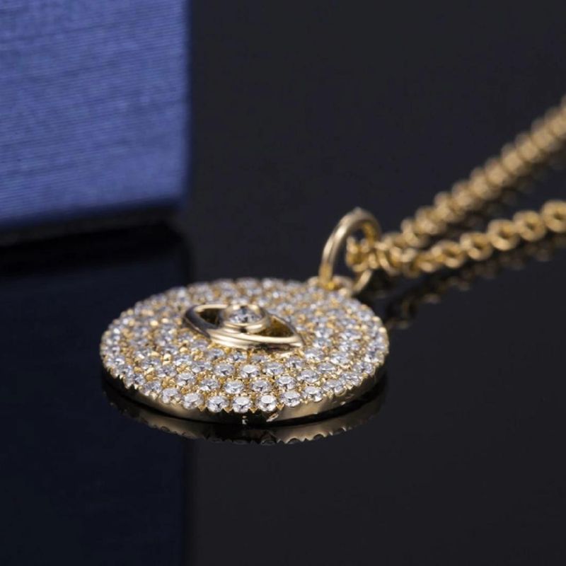 Fashion Accessories 925 Sterling Silver Gold Plated Pave Moissanite Diamond Pendent Large Evil Eye Necklace