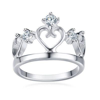 Wholesale 925 Sterling Silver Queen Crown Engagement Ring with Zircon for Women