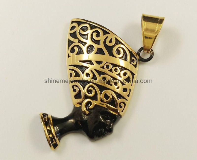 New Hip-Hop Hiphop Accessories Titanium Steel Gold-Plated Ancient Egyptian Black Pharaoh Pendant Spt2615