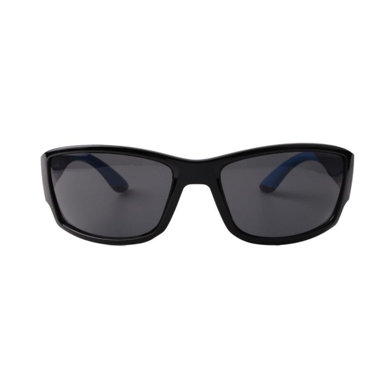 Small Black Frame Sport Sunglasses with Blue Tips