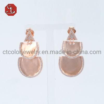 Hot sales Gold Rose plated 925 silver Customer Jewelry Earrings