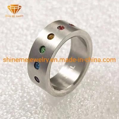 Fashion Jewelry Ring Stainless Steel Gemstones Color CZ Ring SSR2006