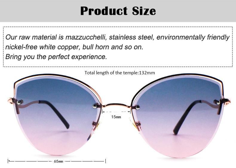 Hot Selling Custom Logo Round Stock Half Frame Women Sunglasses