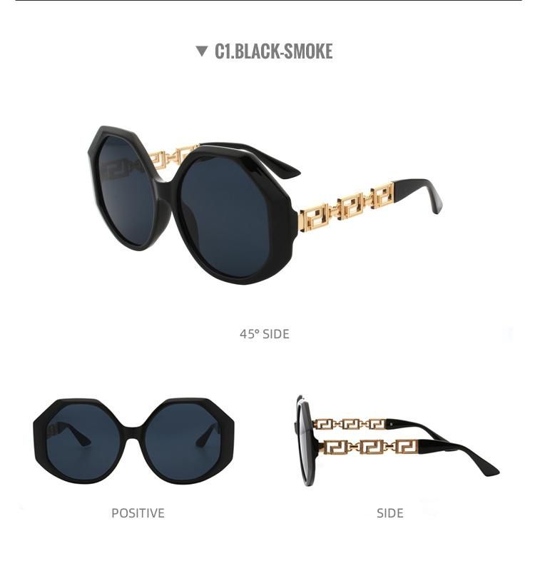 2022 Stylish Round Sun Glasses for Women Metal Frame Gradient Lens UV400 Sunglasses