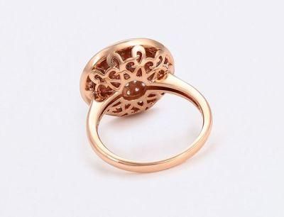 Unique Design Engagement Rose Gold Plated Color Diamond Elegant Shape Design Ring Women