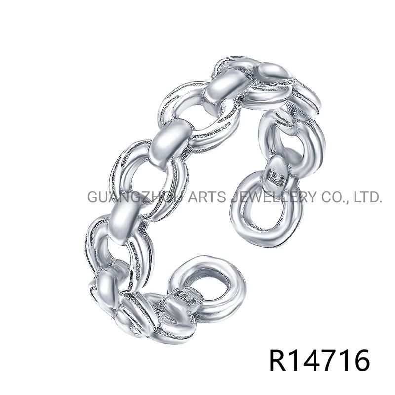 High Quality Fashion 925 Sterling Silver Geometric Chain Adjustable Ring