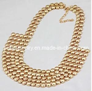 Summer Fashion Jewelry /2013 Zinc Alloy Material Plated with Gold Acyrlic Beads Metal Bead Necklace Environmental Friendly (PN-084)