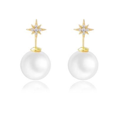 Popular Real Gold Plated Split Starburst Mother of Pearl Stud Jewelry Earring