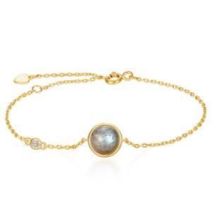 Fency Jewelry Healing Stone Natral Quartz Simple Design Gemstone Bracelet 925 Silver 14K Gold Plate Tarnish Free Bracelet