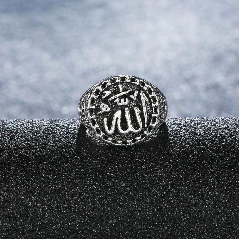 Stainless Vintage Silver Muslim Arabic Islam Religious Rings