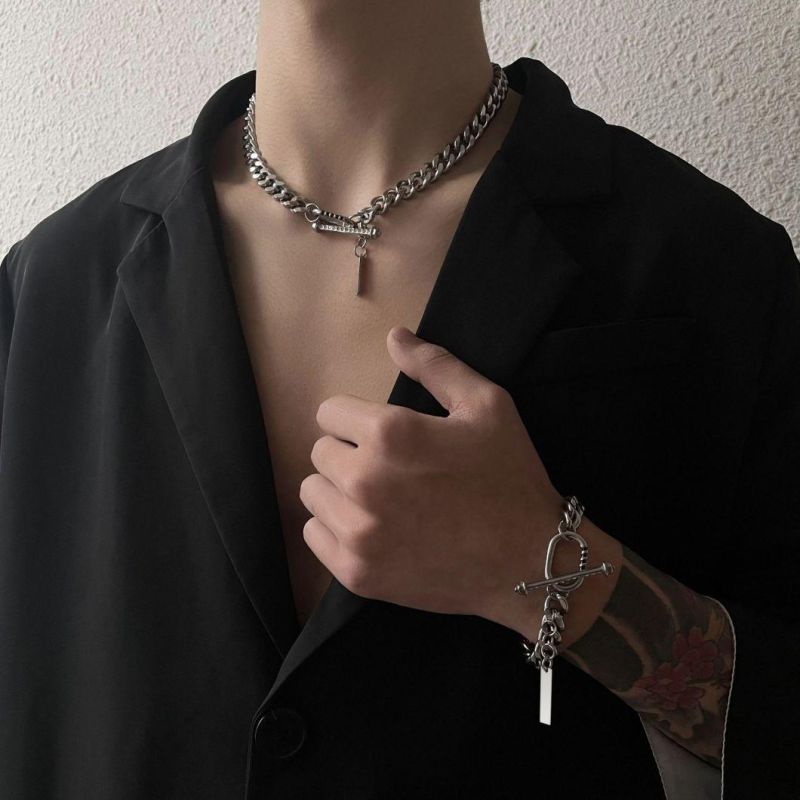 Manufacturer Custom Stainless Steel Men Jewelry Set High Quality Waterproof Cuban Jewelry Set 2022 Fashion Bracelet Necklace Set Jewelry Set