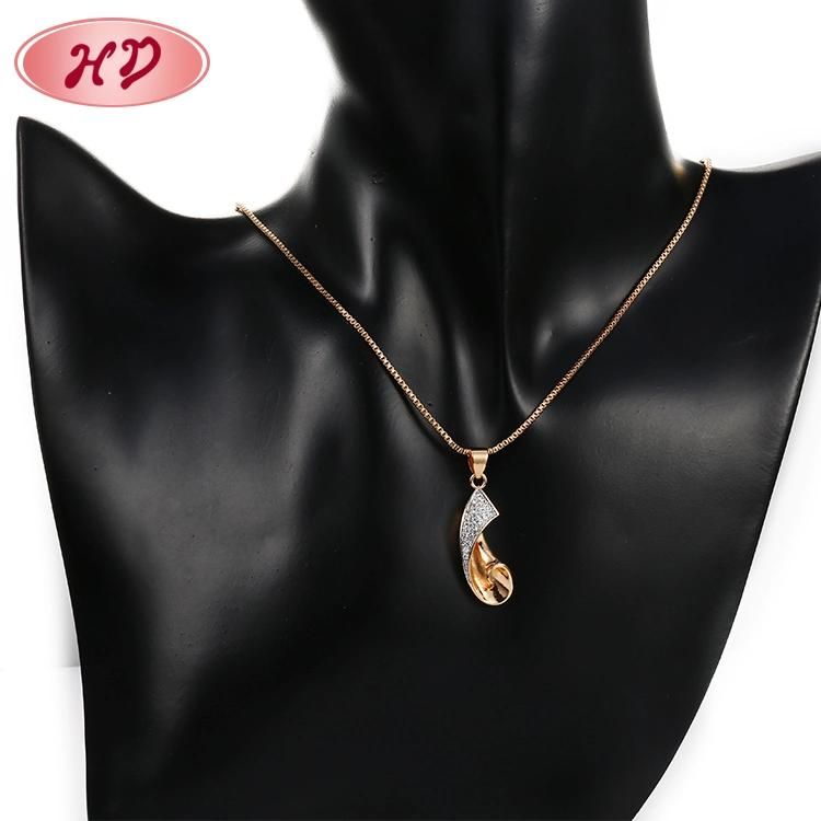 Fashion Women Jewelry Accessories Silver 18K Gold Plated Alloy Chain Sets Pendant Necklace with CZ Crystal