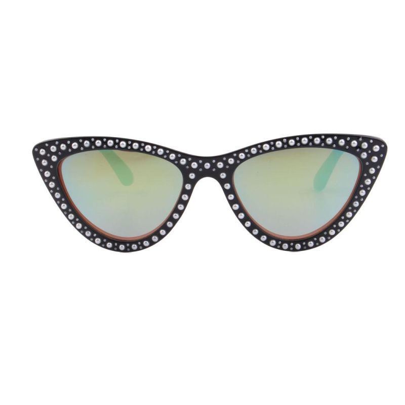 2018 Cat Eye Mirror Lens Sunglasses with Ball Decoration