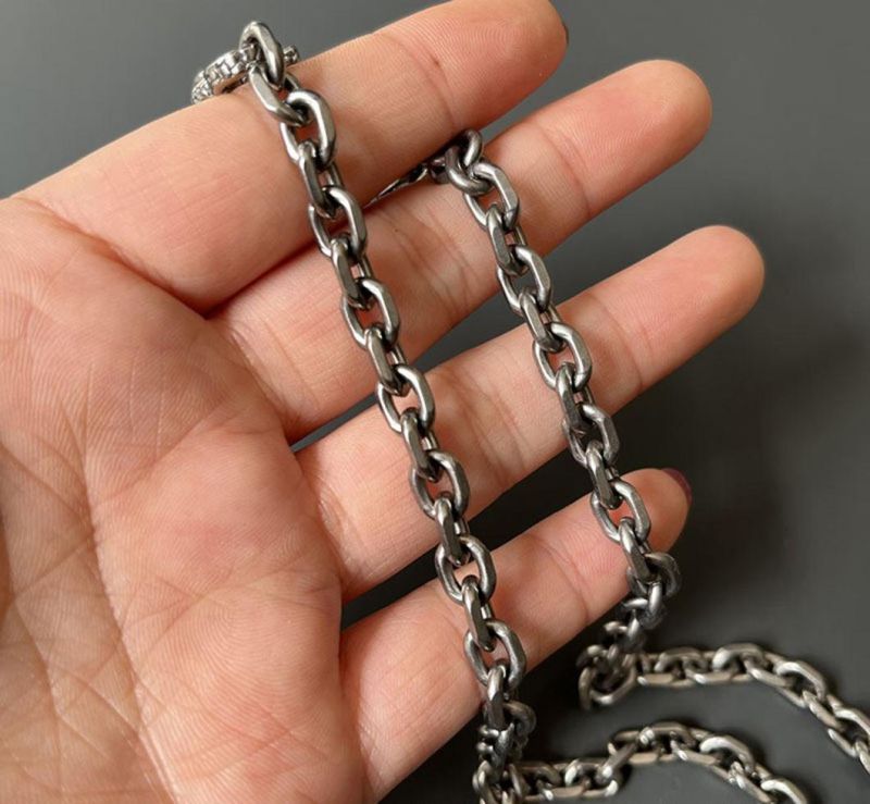 Pure Titanium Necklace O-Chain Ultra-Light Rust-Free Necklace 7mm Personality Chain Retro Men′s and Women′s Single Solid Titanium Chain Tinl2228