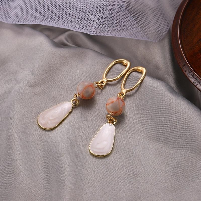 Korean Version Natural Shell Earrings Geometric Matte Clip Earrings