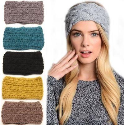 Fall and Winter Hair Accessories Braided Wide Wool Ladies Winter Ear Warmer Headband
