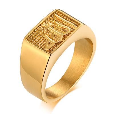 Religious Element Accessories Stainless Steel Ring Gold Men&prime;s Ring