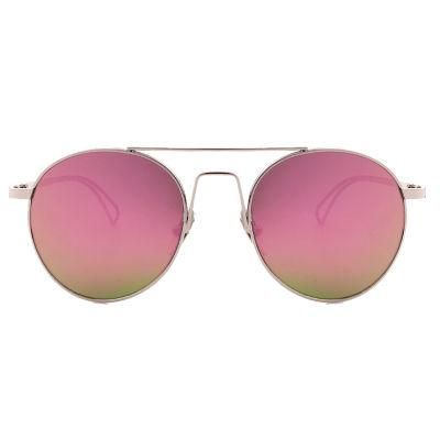 2019 Newly Fashion Round Metal Sunglasses with Pink Mirror