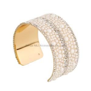New Gold Arm Cuff Wide Full Rhinestone Bangles Women 2017 Fashion Alloy Ladies Luxury Bracelets Women Jewelry
