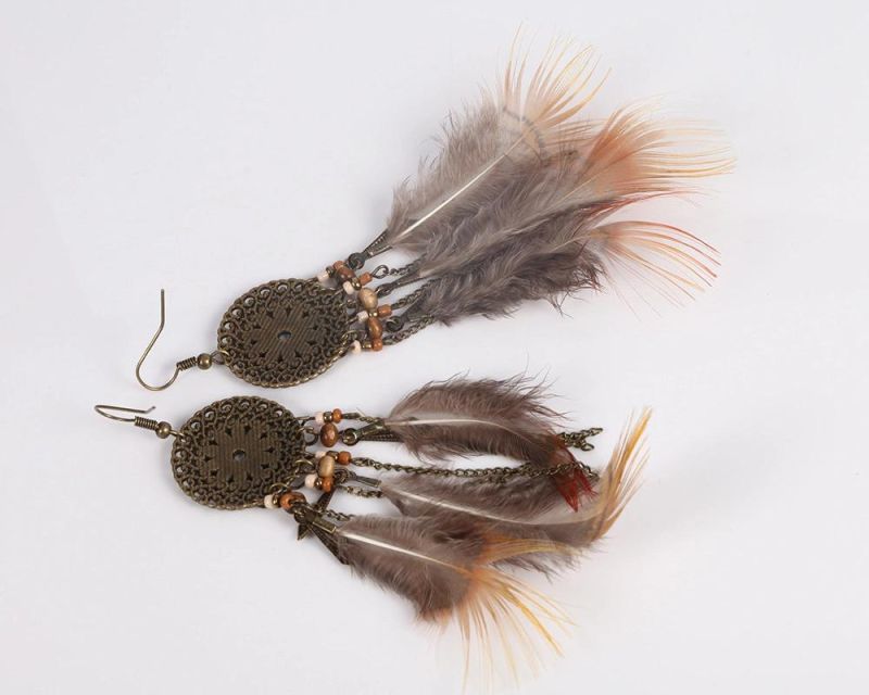 Fashionable Long Feathered Tassel Earrings